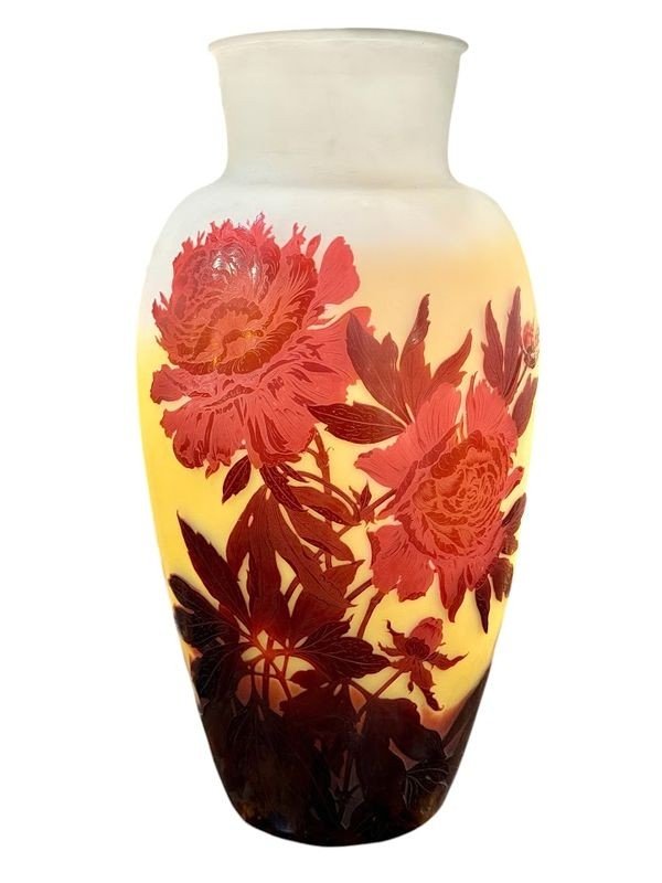 Emile Gallé Exceptionnel Vase Art Nouveau "Aux Pivoines"-photo-2