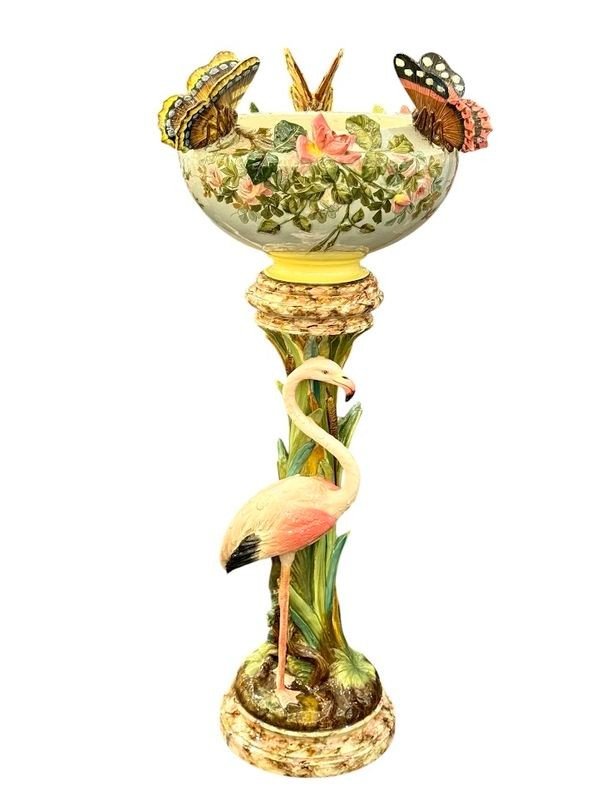 Jérôme Massier Complete Art Nouveau "flamingo And Butterflies"