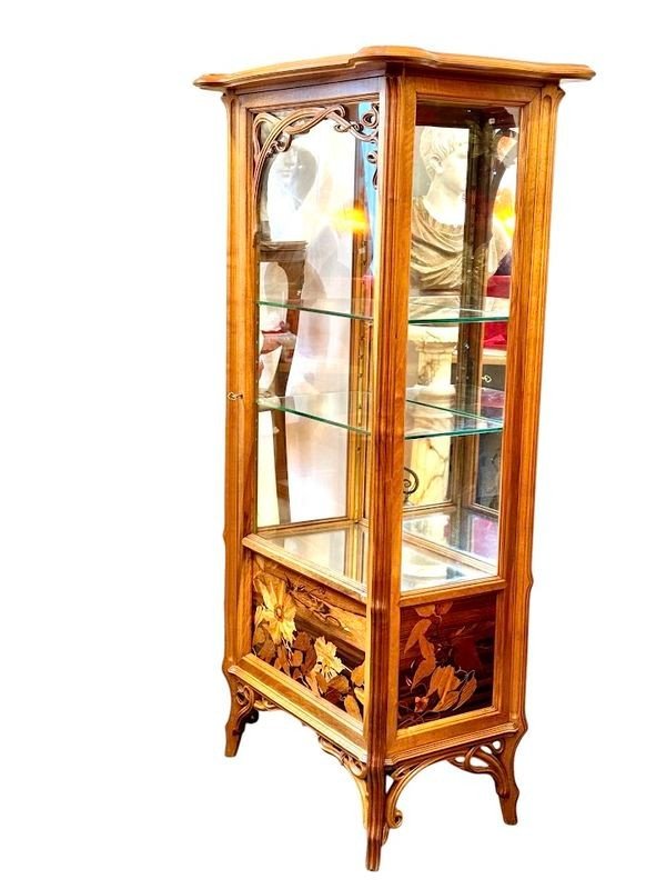 Emile Gallé Vitrine Art Nouveau "Clématites"-photo-2