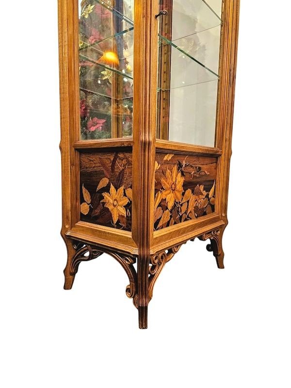 Emile Gallé Vitrine Art Nouveau "Clématites"-photo-1