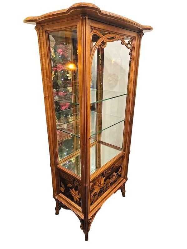 Emile Gallé Vitrine Art Nouveau "Clématites"-photo-2