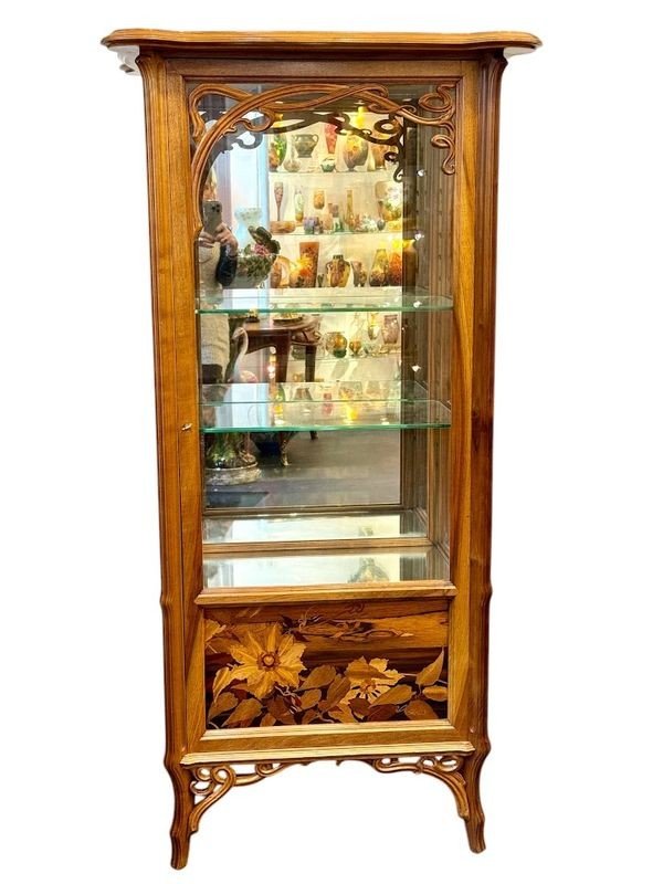 Emile Gallé Vitrine Art Nouveau "Clématites"-photo-8