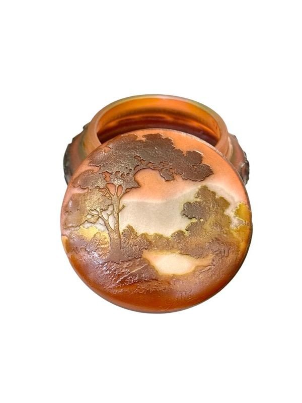 Emile Gallé Art Nouveau Candy Box "lake Landscape"-photo-2