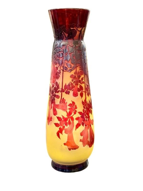 Emile Gallé Important Vase Art Nouveau "Bignones Rouges"-photo-5