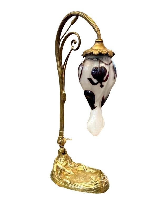 Muller Frères Lunéville Lampe Art Nouveau "Cœur de Marie"-photo-3