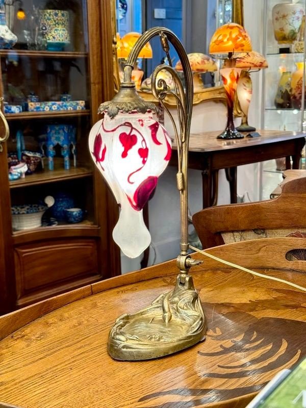 Muller Frères Lunéville Lampe Art Nouveau "Cœur de Marie"-photo-8