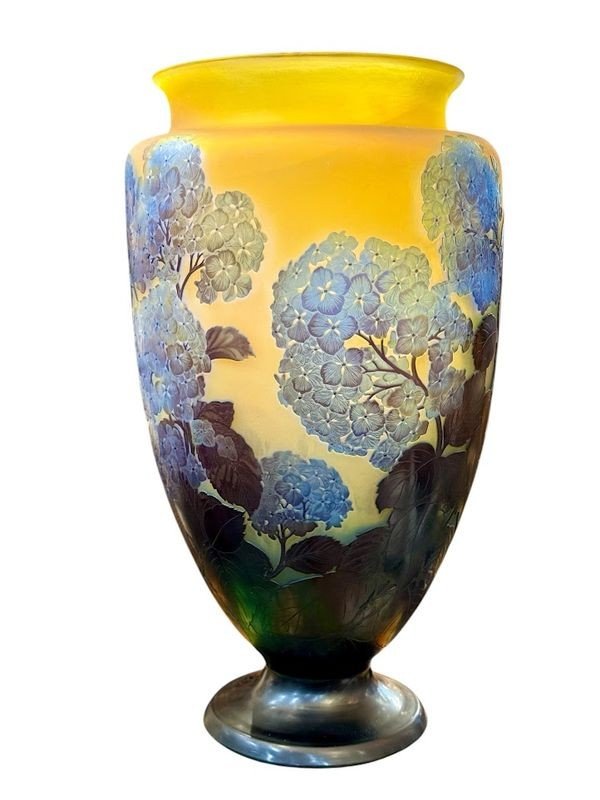 Emile Gallé Monumental Art Nouveau Vase "hydrangeas"-photo-2