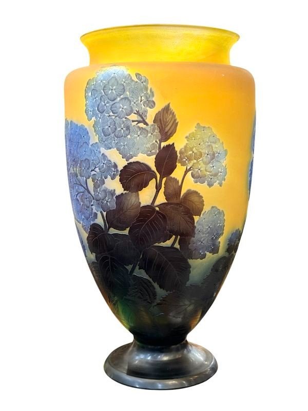 Emile Gallé Monumental Art Nouveau Vase "hydrangeas"-photo-3