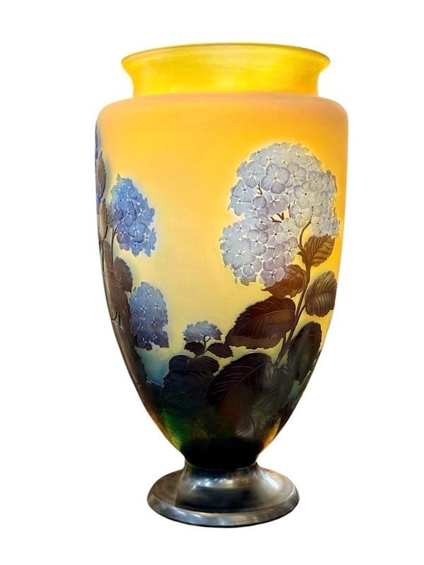 Emile Gallé Monumental Art Nouveau Vase "hydrangeas"-photo-4