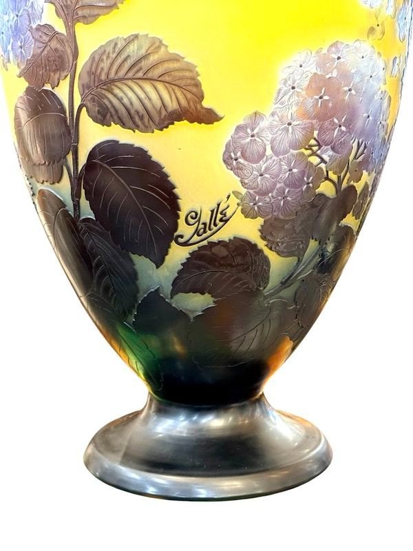 Emile Gallé Monumental Art Nouveau Vase "hydrangeas"-photo-1