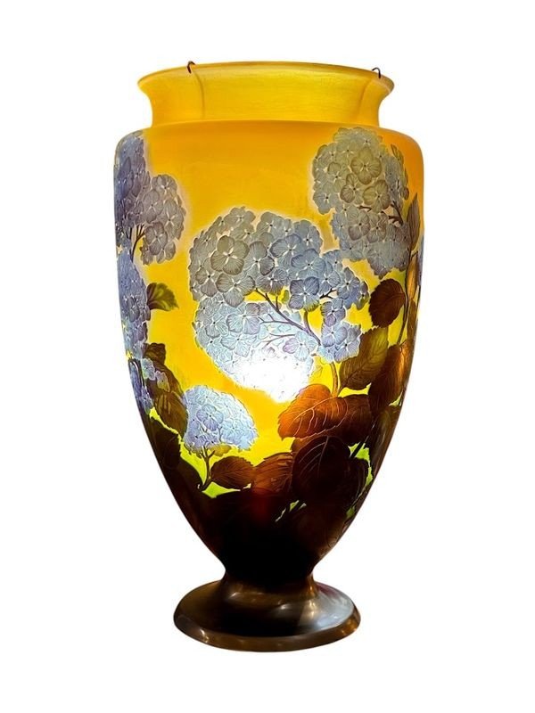 Emile Gallé Monumental Art Nouveau Vase "hydrangeas"-photo-6