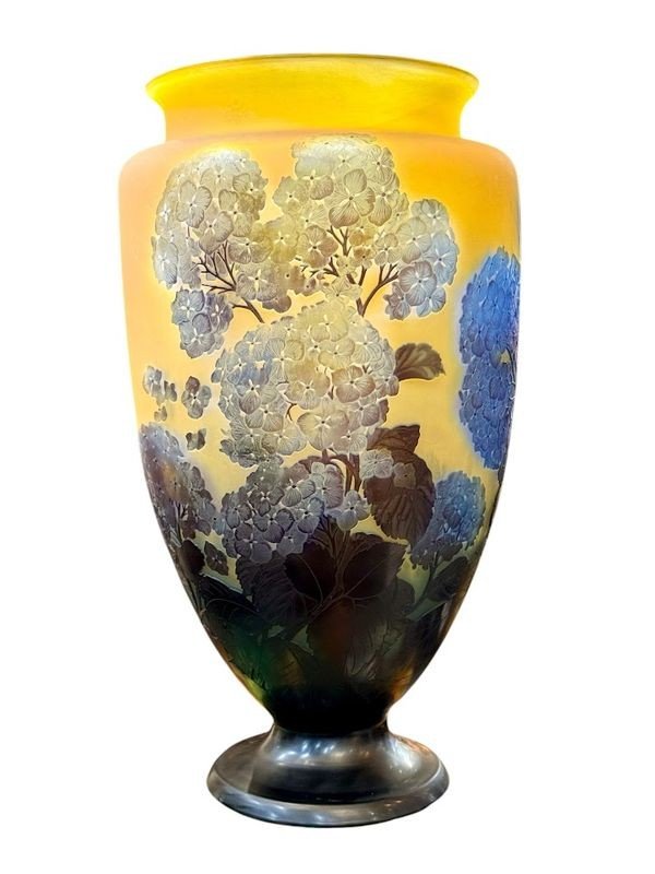 Emile Gallé Monumental Art Nouveau Vase "hydrangeas"-photo-7