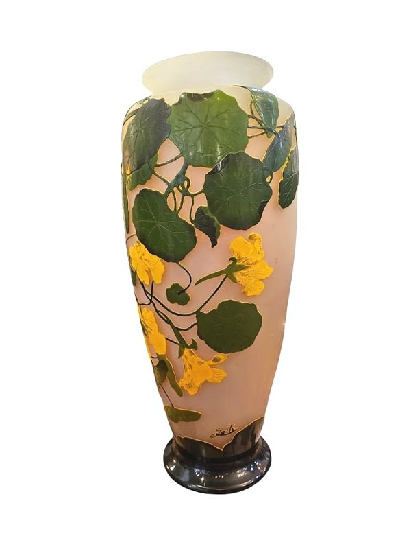 Emile Gallé Art Nouveau Vase "yellow Nasturtiums"-photo-3