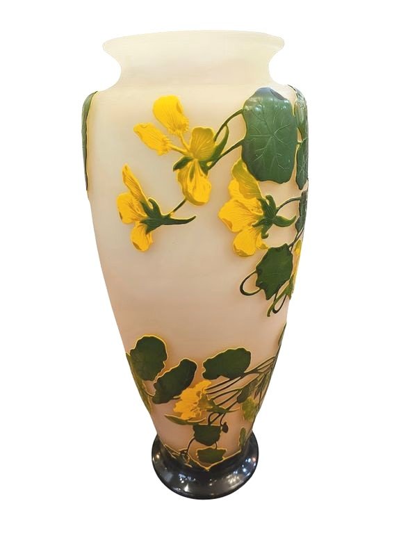 Emile Gallé Art Nouveau Vase "yellow Nasturtiums"-photo-1