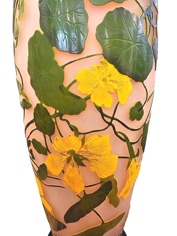 Emile Gallé Art Nouveau Vase "yellow Nasturtiums"-photo-4