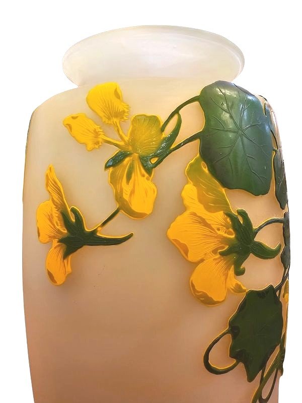 Emile Gallé Art Nouveau Vase "yellow Nasturtiums"-photo-5