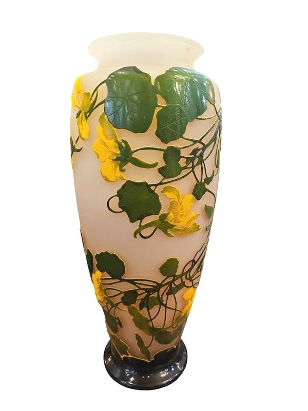 Emile Gallé Art Nouveau Vase "yellow Nasturtiums"-photo-8