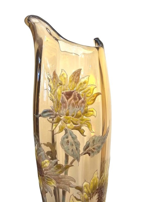 Emile Gallé Vase Art Nouveau "Tournesols"-photo-3