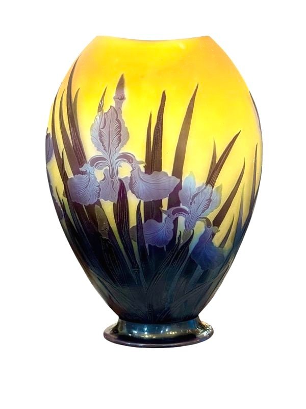 Emile Gallé Vase Art Nouveau "Aux Iris"-photo-2