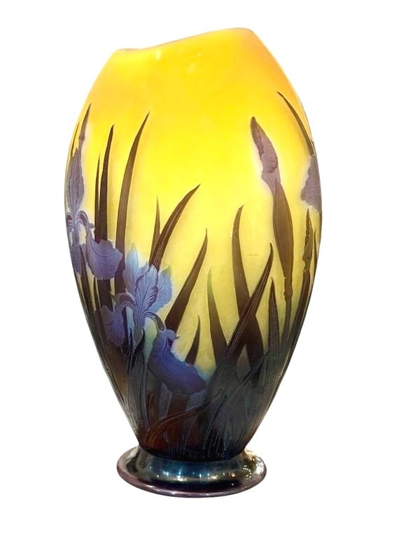 Emile Gallé Vase Art Nouveau "Aux Iris"-photo-3