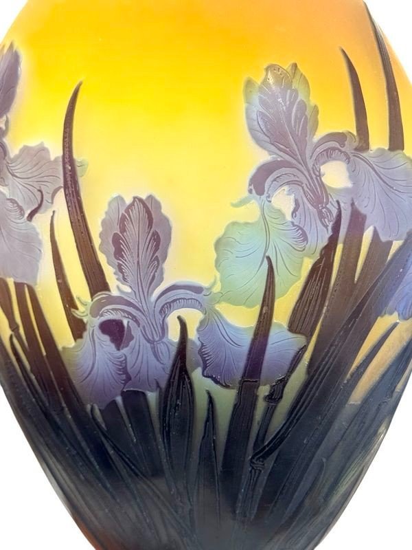 Emile Gallé Vase Art Nouveau "Aux Iris"-photo-2