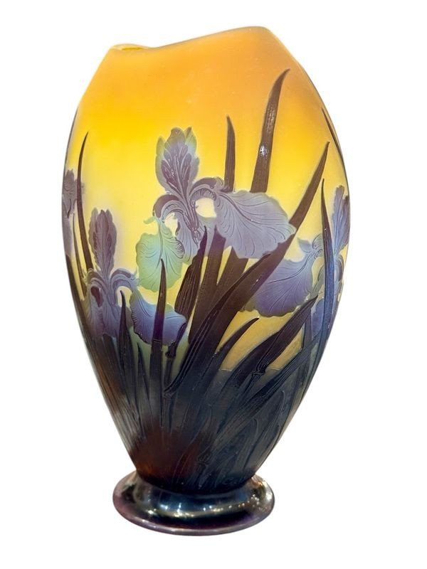 Emile Gallé Vase Art Nouveau "Aux Iris"-photo-5