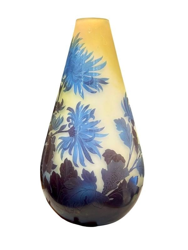 Emile Gallé Vase Art Nouveau " Chrysanthèmes Tokyo"-photo-2