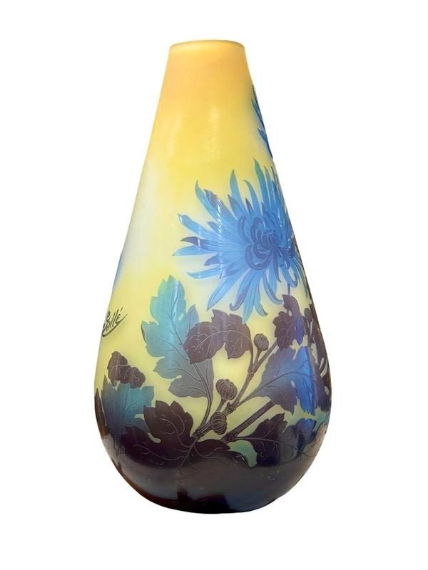 Emile Gallé Vase Art Nouveau " Chrysanthèmes Tokyo"-photo-1