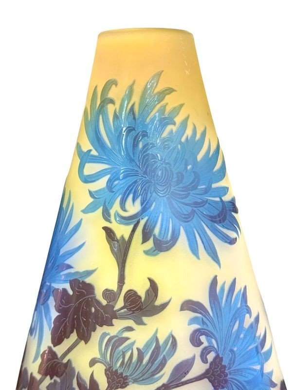 Emile Gallé Vase Art Nouveau " Chrysanthèmes Tokyo"-photo-2