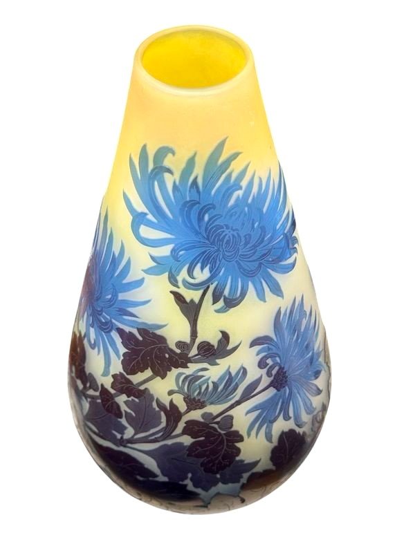 Emile Gallé Vase Art Nouveau " Chrysanthèmes Tokyo"-photo-3