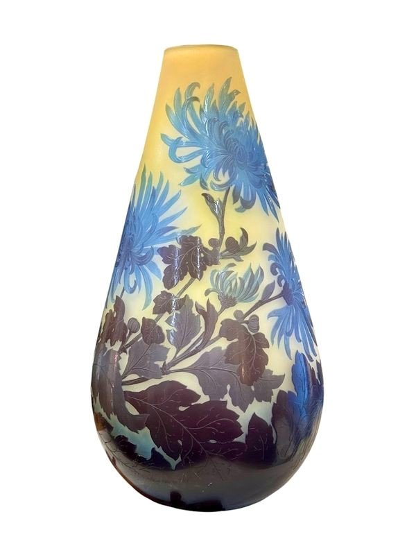 Emile Gallé Vase Art Nouveau " Chrysanthèmes Tokyo"