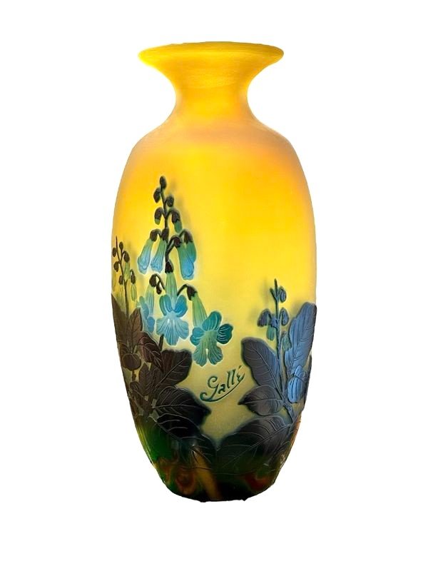 Emile Gallé Art Nouveau Vase "blue Foxglove"-photo-2