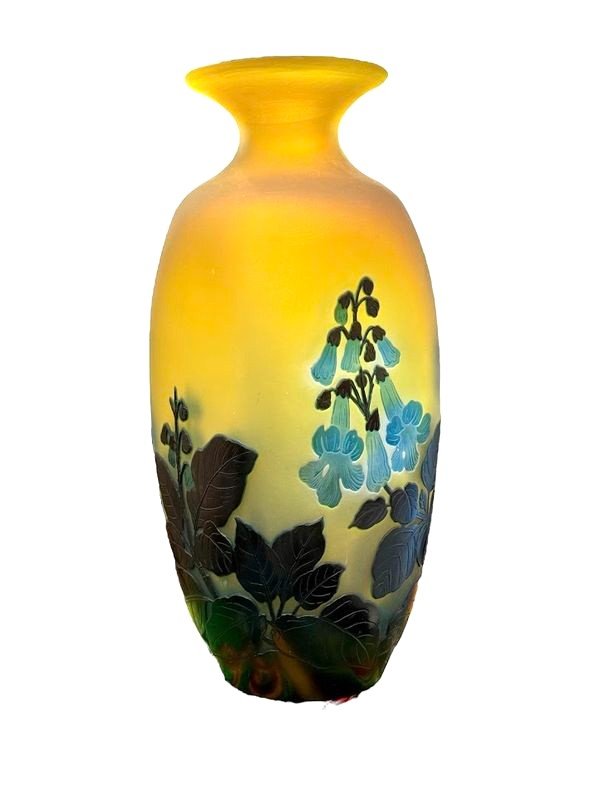 Emile Gallé Art Nouveau Vase "blue Foxglove"-photo-3