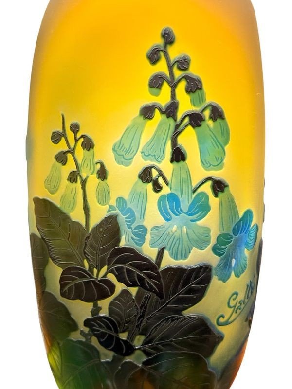 Emile Gallé Art Nouveau Vase "blue Foxglove"-photo-1