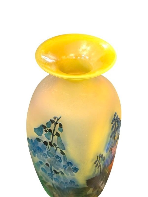 Emile Gallé Art Nouveau Vase "blue Foxglove"-photo-2