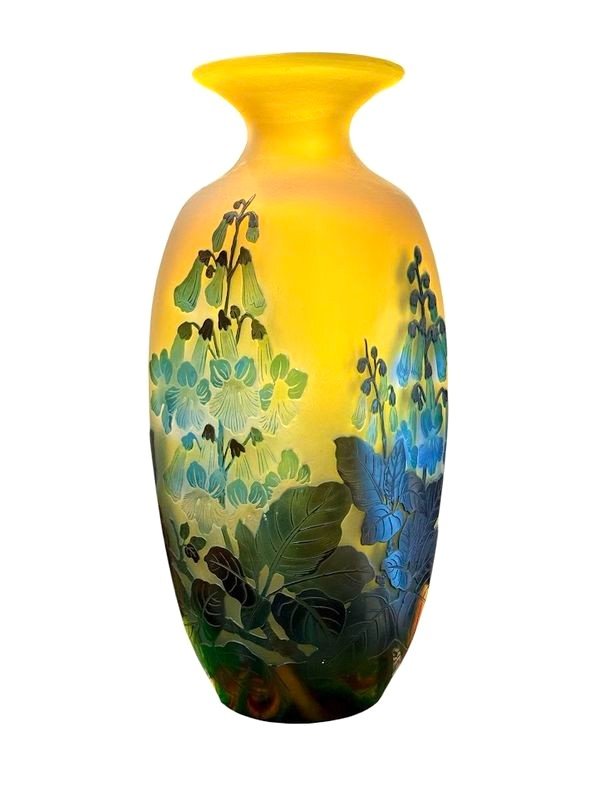 Emile Gallé Vase  Art Nouveau "Digitales Bleues"