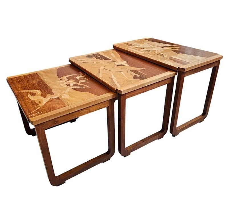 Emile Gallé "polar Bears" Nesting Tables-photo-6