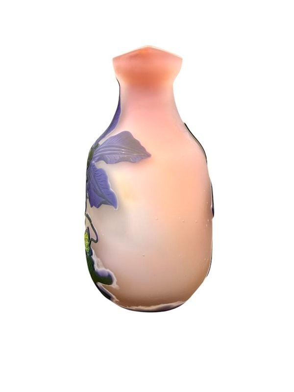 Emile Gallé Vase Gourde Art Nouveau "Clématites"-photo-4