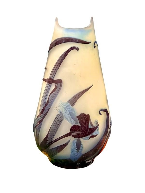 Emile Gallé Vase Art Nouveau "iris"-photo-2