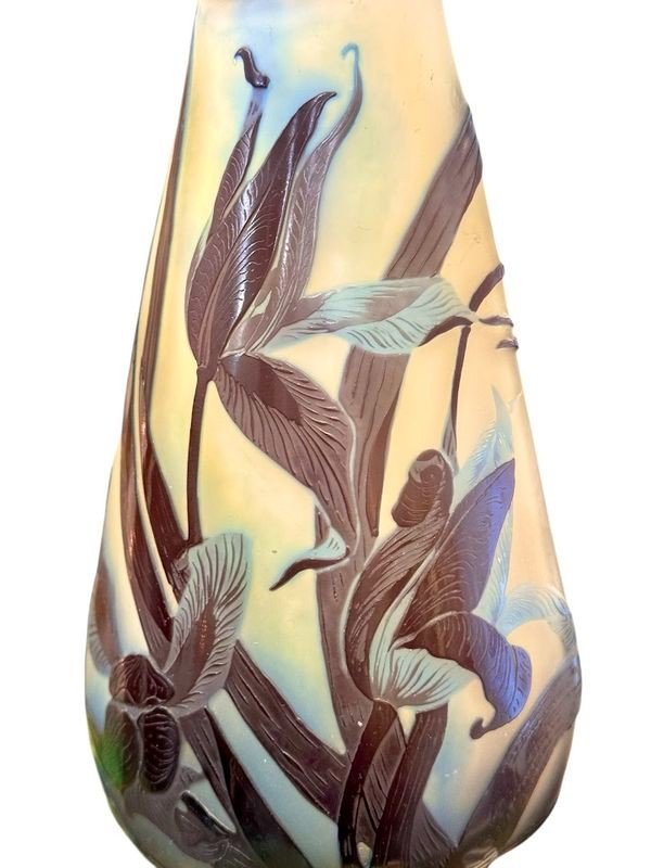 Emile Gallé Vase Art Nouveau "iris"-photo-3