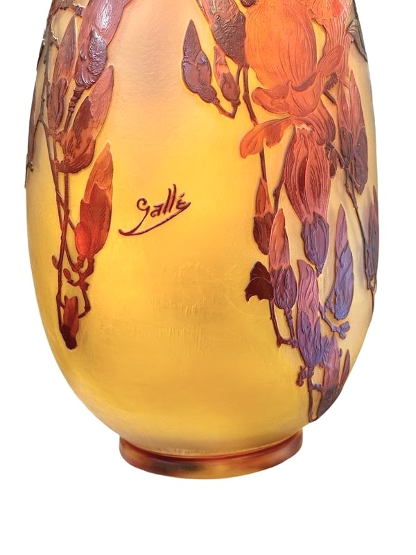 Emile Gallé Art Nouveau Vase "with Magnolias"-photo-3