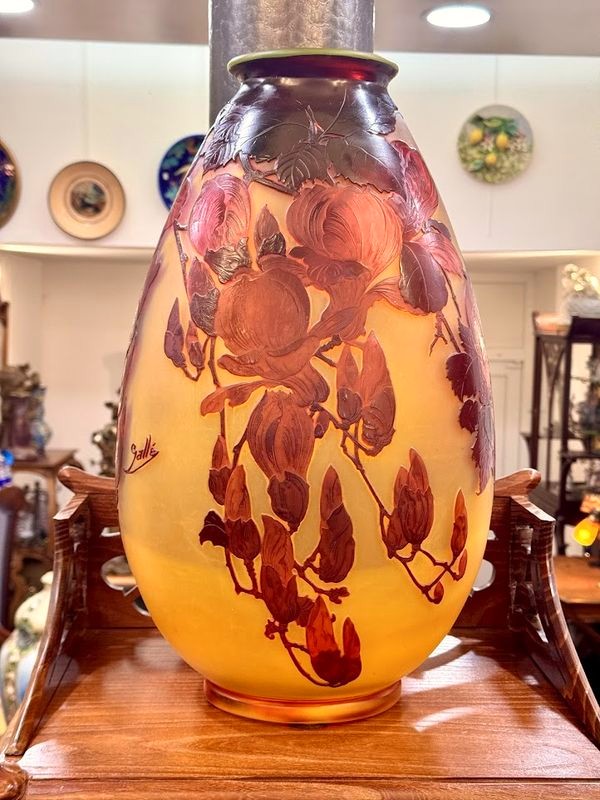 Emile Gallé Art Nouveau Vase "with Magnolias"-photo-5