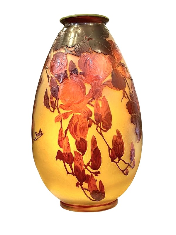 Emile Gallé Art Nouveau Vase "with Magnolias"