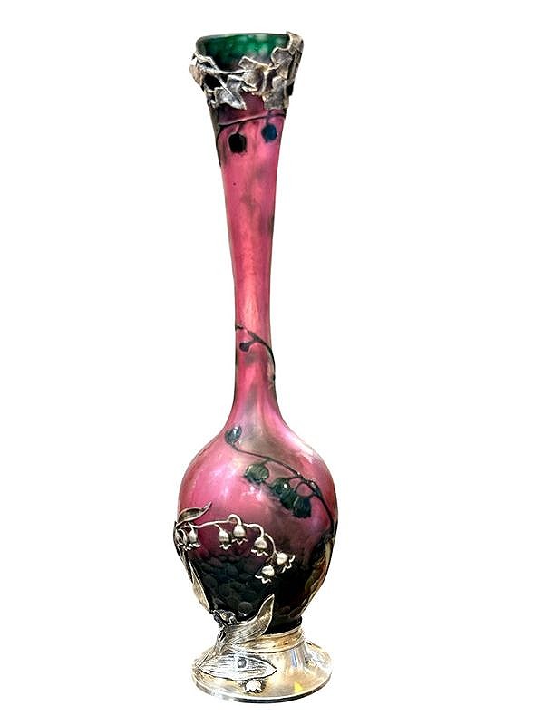 Daum Silver-mounted Art Nouveau Vase "au Muguet"