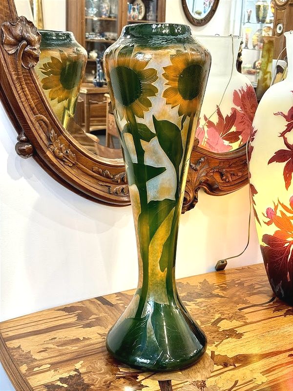 Vase Daum Martelé Art Nouveau "Aux Tournesols"-photo-7