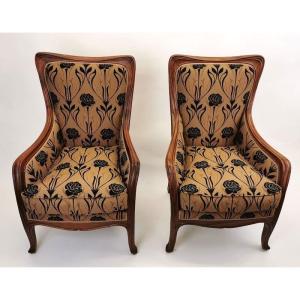 Louis Majorelle Pair Of Art Nouveau Armchairs