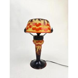 Le Verre Français Lampe Champignon Art Deco "Amourettes"