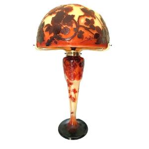 Emile Gallé Art Nouveau Mushroom Lamp "cherry Blossoms"