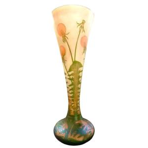 Daum Art Nouveau Vase “with Dandelions”