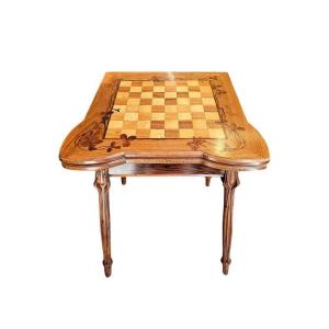 Louis Majorelle Art Nouveau Games Table "with Clover"